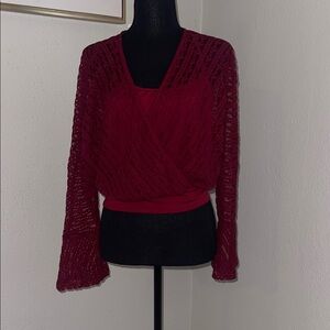 Elegant Red Lace Blouse